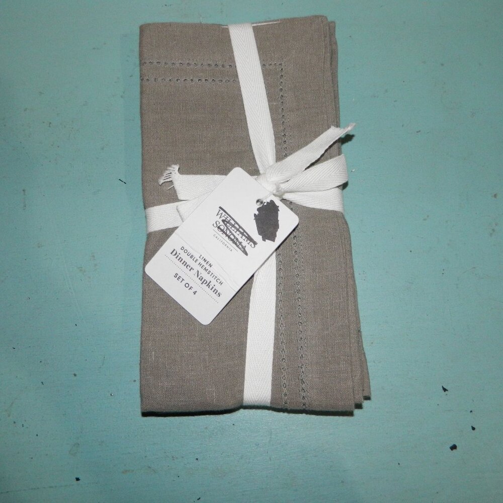 Williams Sonoma Linen Double Hemstitch Dinner Napkins Set of 4